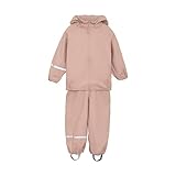 CeLaVi Unisex Kids Basic Recycle PU Rainwear Set, Misty Rose, 100