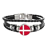 Dänemark Flagge geflochtenes Armband Leder Kette Kristall Armband Souvenir, Mode...