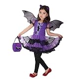 Mädchen Fledermaus Halloween Kostüm Hexe Cosplay Kostüm Tutu Kleid Set für Kinder (4-6...