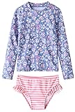 UMELOK Mädchen Badeanzug Kinder UV-Schutz Schwimmanzug Hellviolett/Rosa, Floral/Streifen...